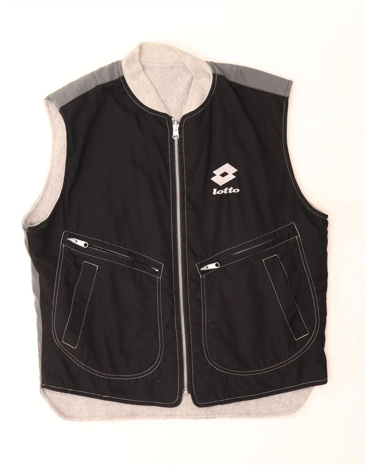 Gilet reversibile grafico da uomo Lotto UK 40 grande poliestere nero