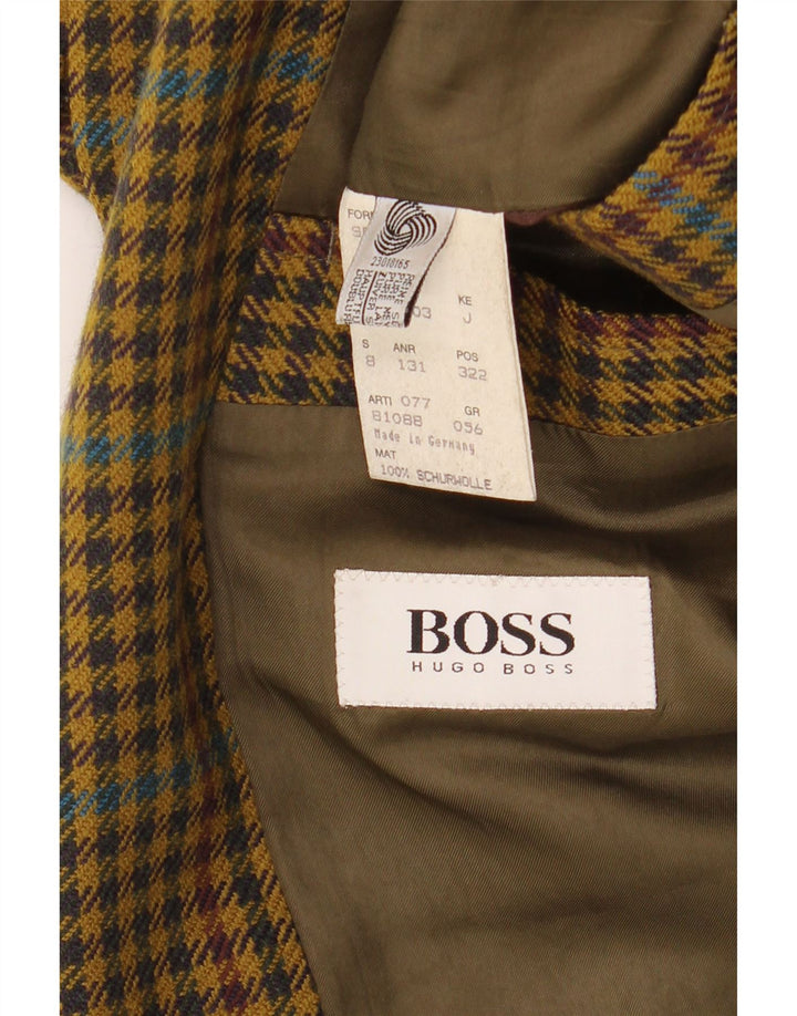 Giacca blazer da uomo a 2 bottoni HUGO BOSS EU 56 3XL pied de poule giallo