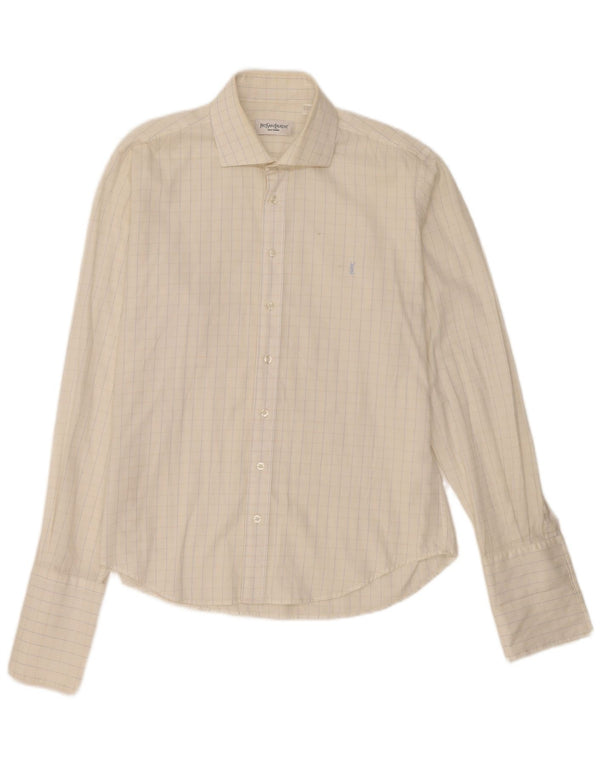 Camicia formale da uomo Yves Saint Laurent grande cotone a quadri bianchi