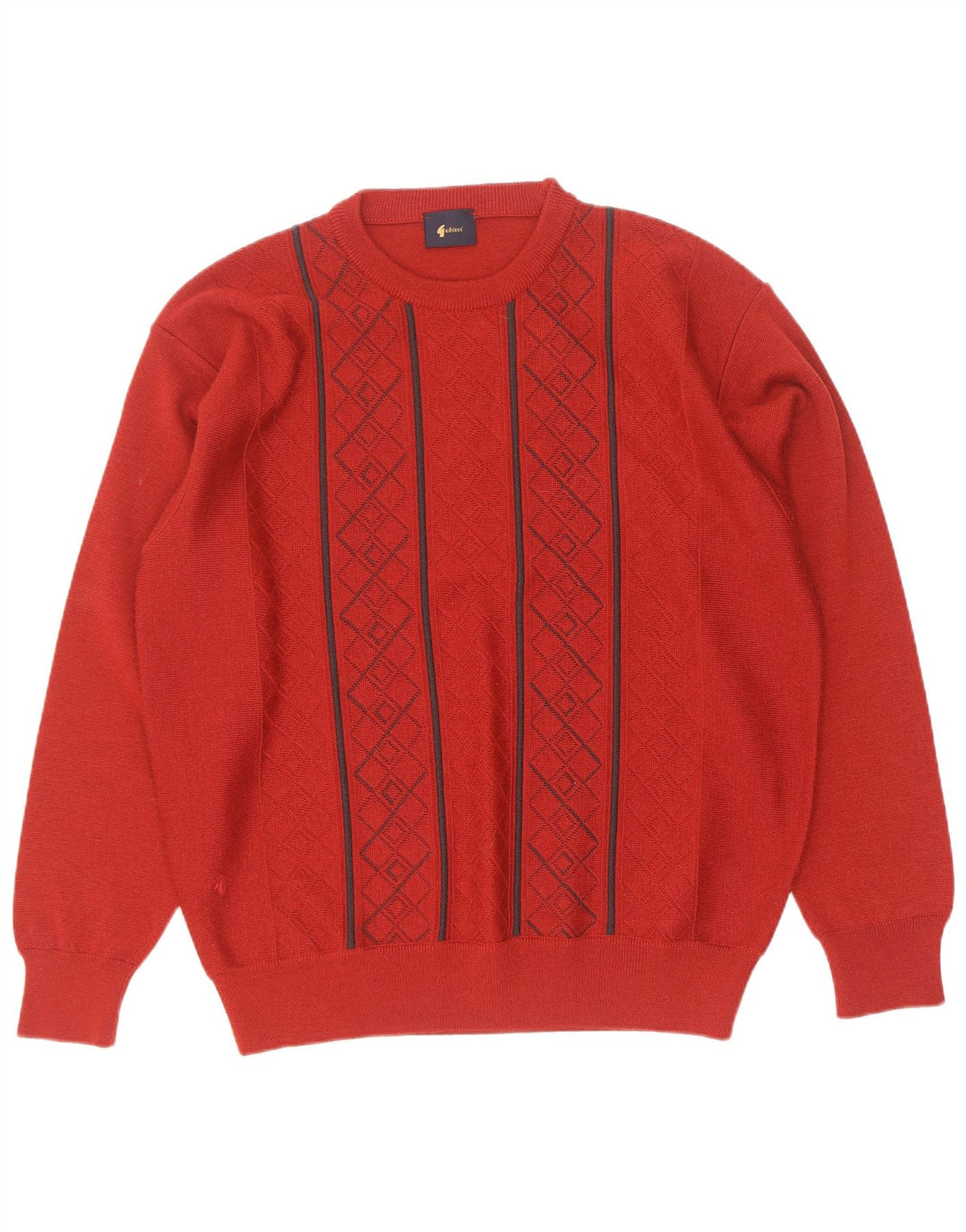 Gabicci Uomo Maglione Girocollo Maglione Grande Rosso Argyle/Diamante Lana