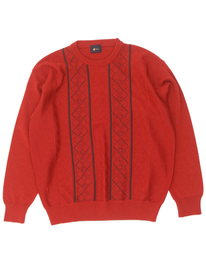 Gabicci Uomo Maglione Girocollo Maglione Grande Rosso Argyle/Diamante Lana