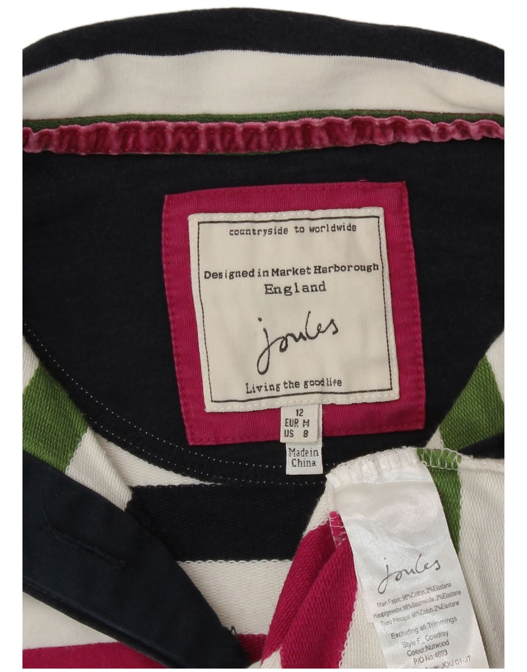 Felpa da donna Joules Jumper UK 12 Medium multicolore a righe