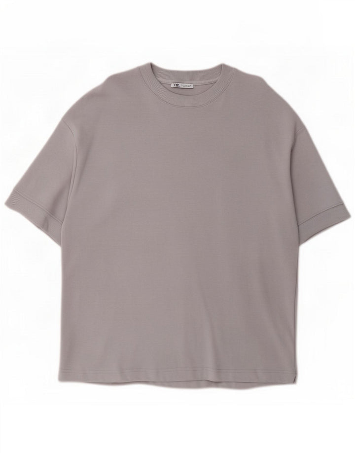 Zara T-shirt da uomo Top viola medio cotone