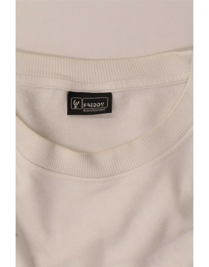 Felpa corta oversize da donna Freddy, taglia UK 14, colore bianco medio