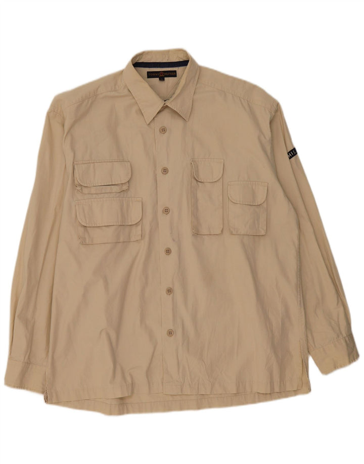 Camicia da uomo Tommy Hilfiger grande in cotone beige