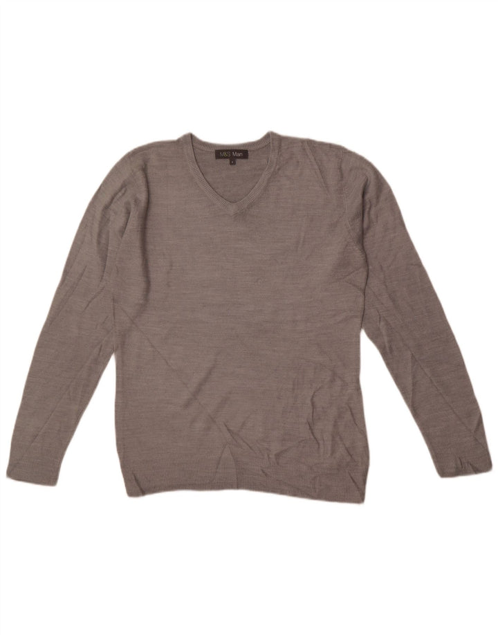 Maglione da uomo con scollo a V Marks & Spencer piccolo acrilico grigio