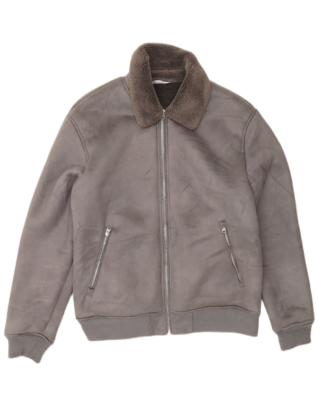 Giacca Sherpa da uomo Zara UK 42 XL Poliestere grigio