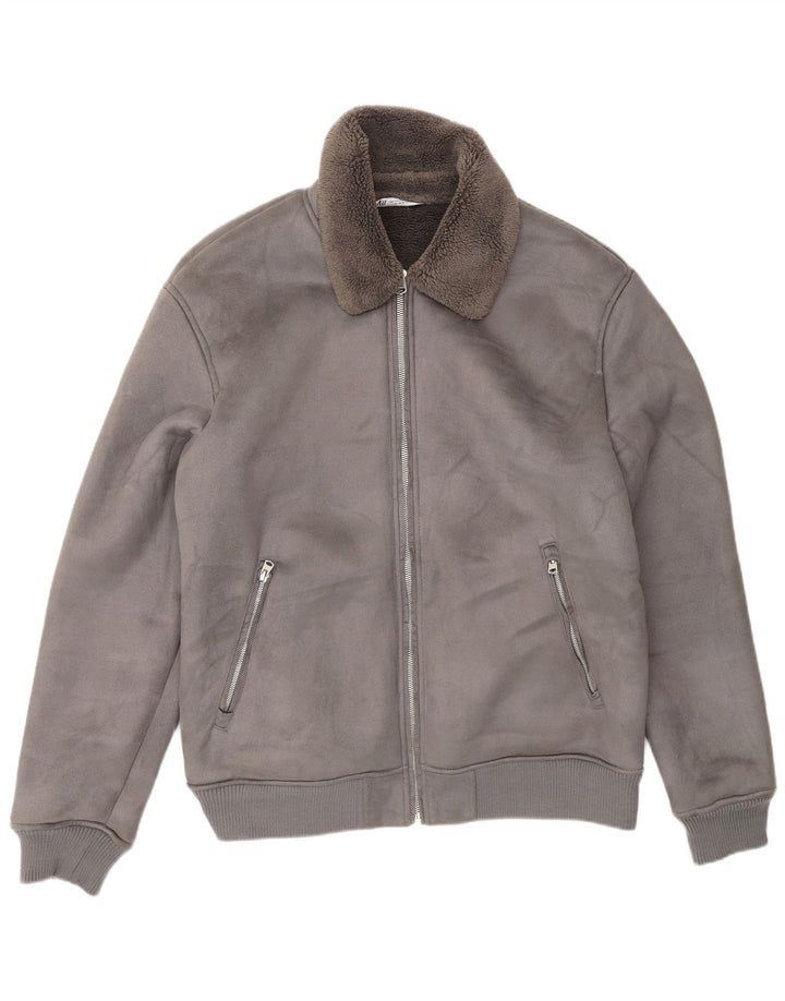 Giacca Sherpa da uomo Zara UK 42 XL Poliestere grigio
