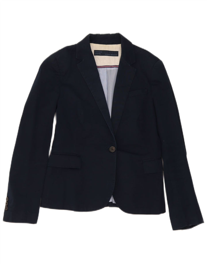 Giacca blazer da donna a 1 bottone Zara UK 12 cotone blu navy medio