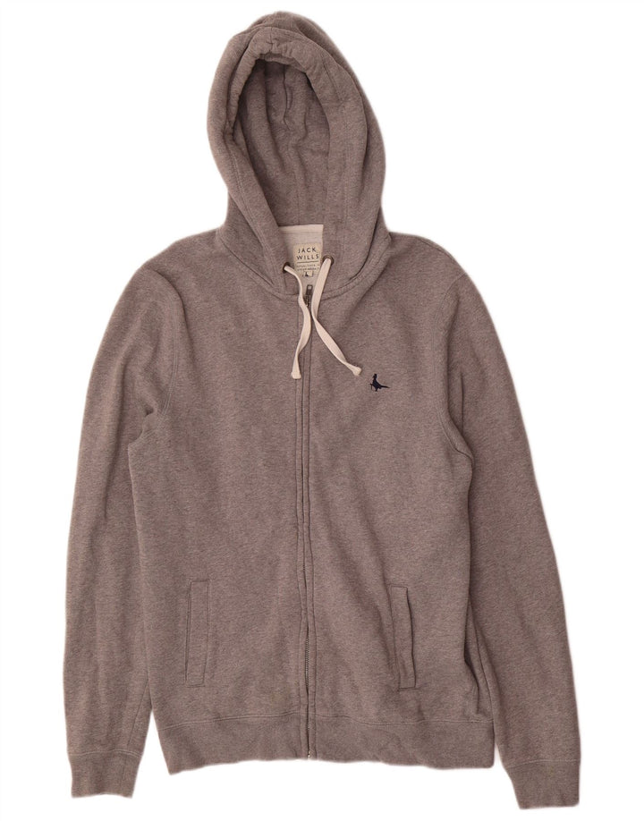 Maglione con cappuccio e zip da uomo Jack Wills in cotone screziato grigio medio