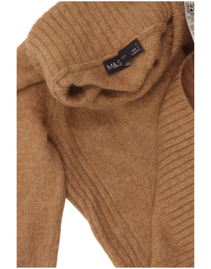 MARKS & SPENCER Maglione maglione a collo alto da donna UK 8 piccolo in lana beige