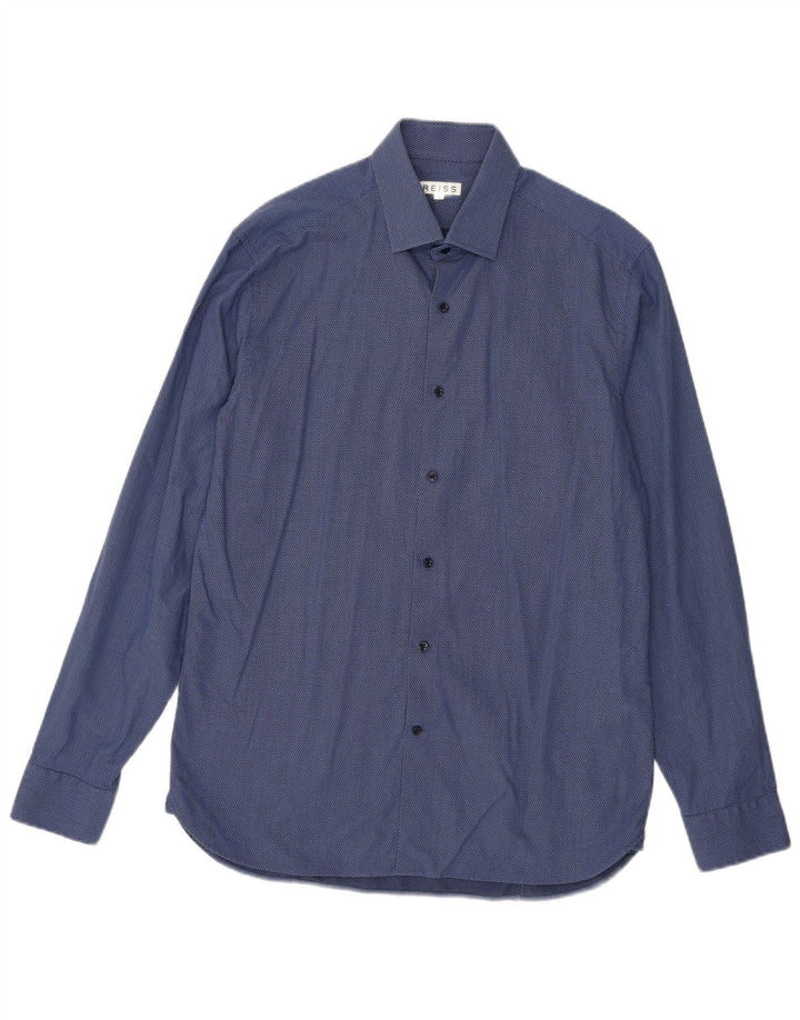 REISS Camicia da uomo grande in cotone maculato blu navy