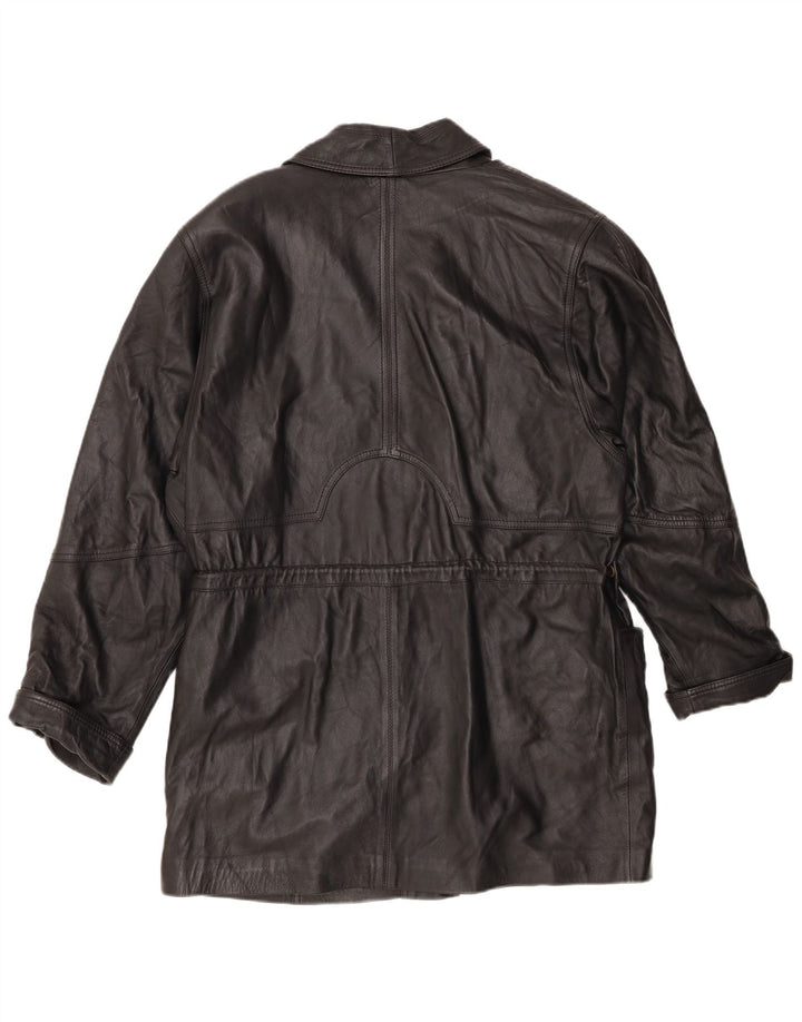 Cappotto in pelle vintage da donna EU 44 XL in pelle nera