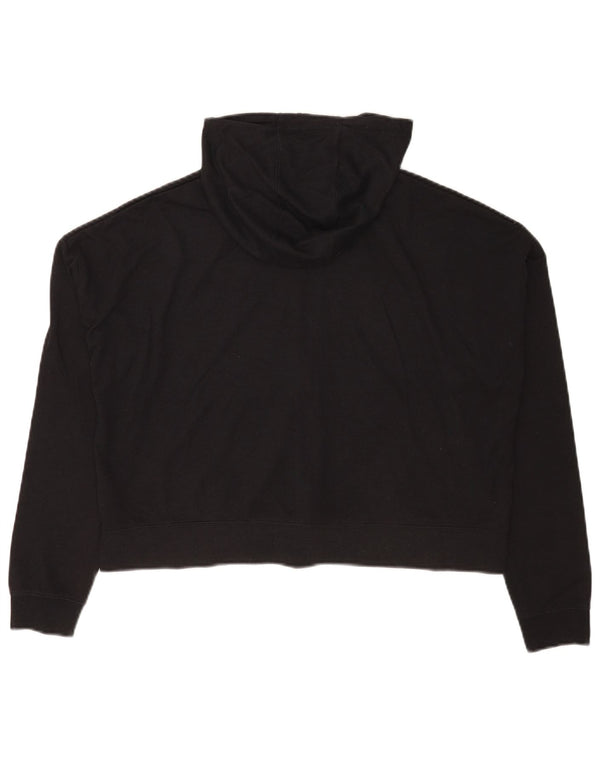 Felpa con cappuccio e zip oversize corta da donna Nike UK 14 poliestere nero medio