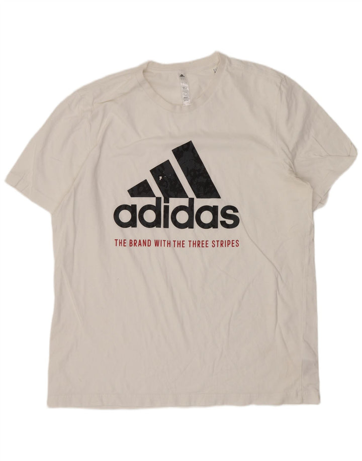 T-shirt grafica da uomo Adidas Top grande in cotone bianco