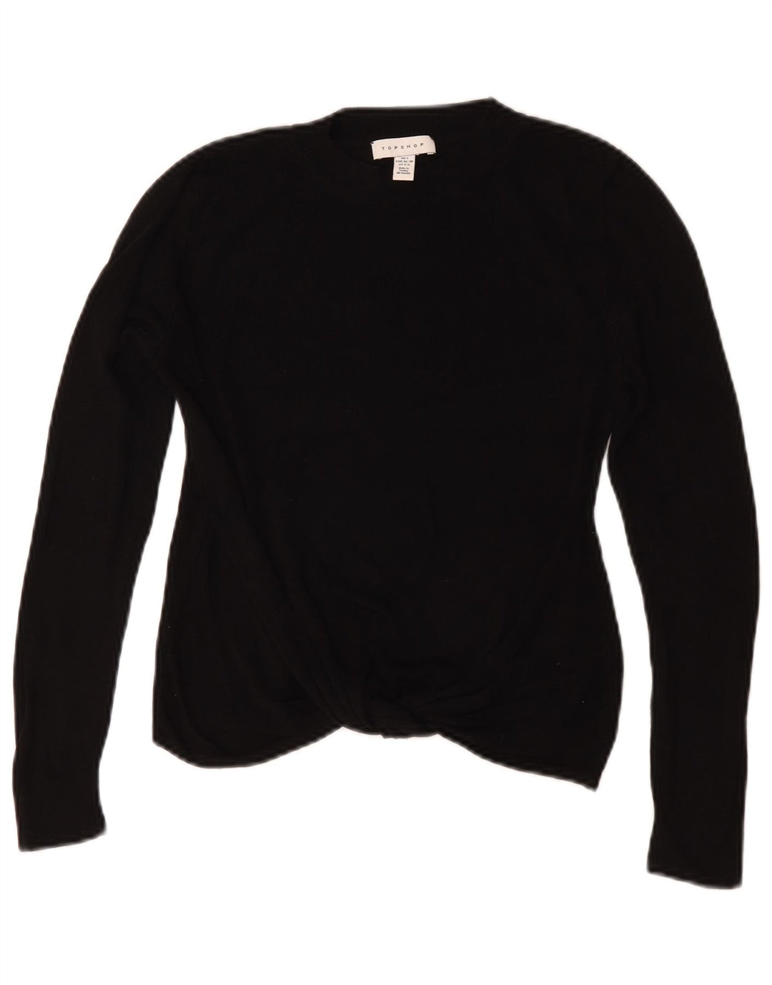 Topshop Top da donna corto oversize a maniche lunghe UK 10 piccolo in viscosa nera