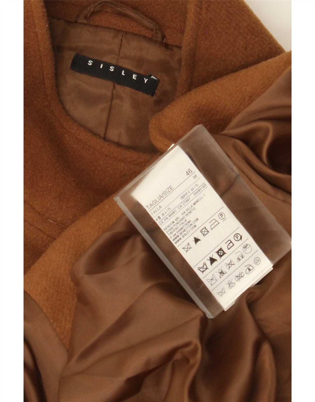 Cappotto Mantella Militare Donna Sisley IT 46 Large Marrone Lana