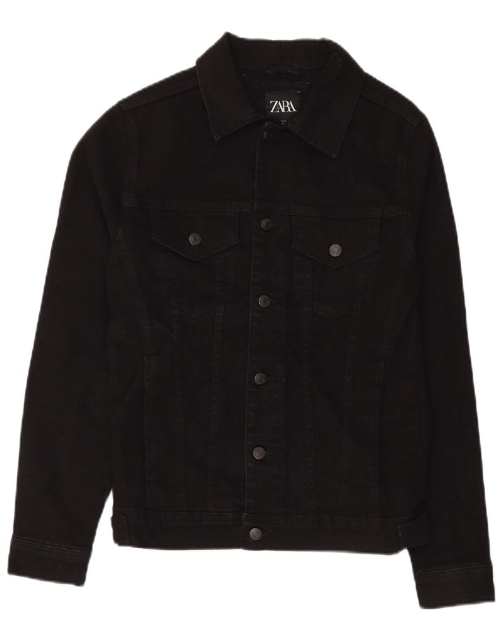 Giacca di jeans da uomo Zara UK 36 piccola in cotone nero