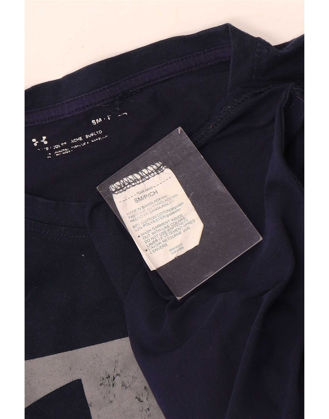 T-shirt grafica da uomo Under Armour Top Small in cotone blu navy