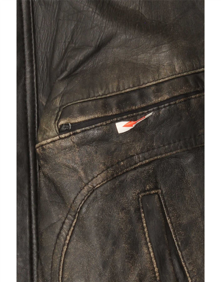 Giubbotto bomber in pelle vintage da uomo IT 54 2XL Nero