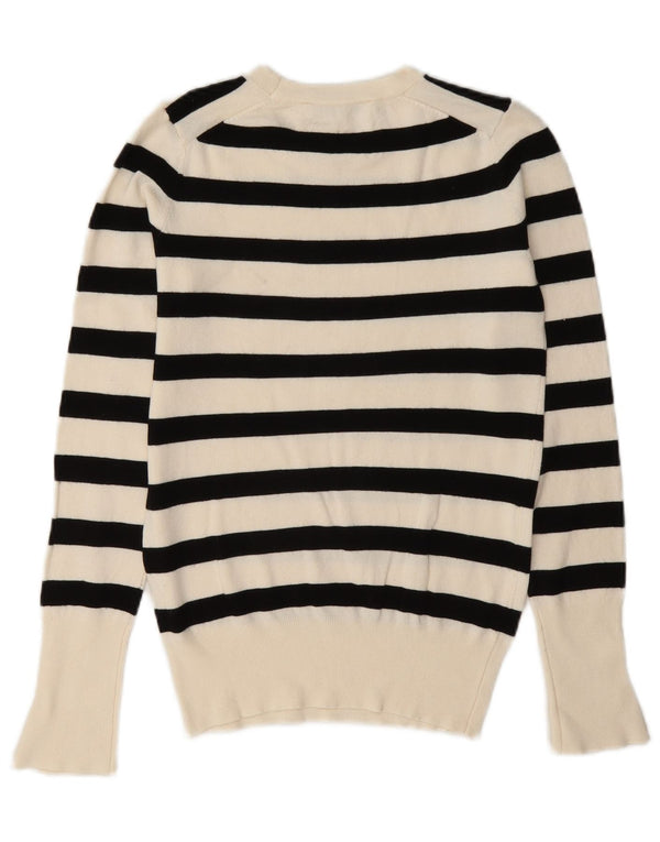 Maglione maglione girocollo da donna Zara UK 10 piccolo a righe bianche