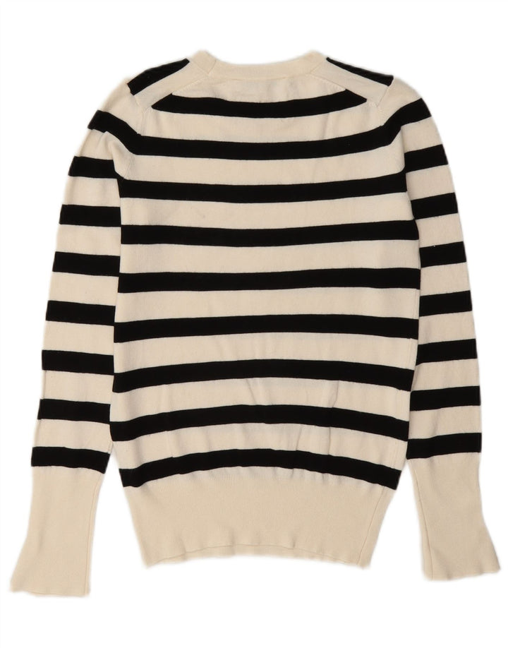 Maglione maglione girocollo da donna Zara UK 10 piccolo a righe bianche