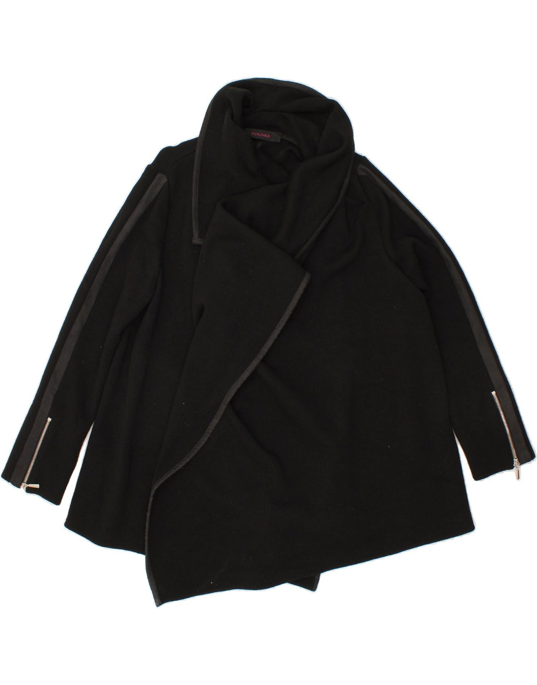 EVALINKA Womens Asymmetric Open Cardigan Sweater US 3 Small Black Acrylic Vintage Evalinka and Second-Hand Evalinka from Messina Hembry 