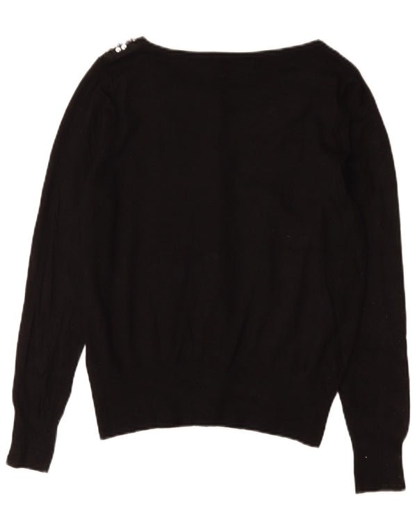 Maglione cardigan da donna Marks & Spencer UK 12 cotone nero medio