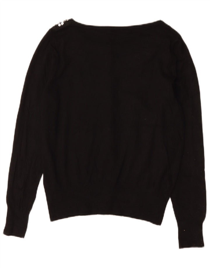 Maglione cardigan da donna Marks & Spencer UK 12 cotone nero medio