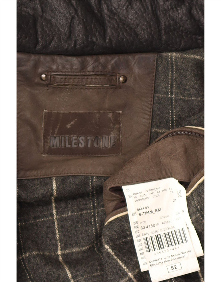 Cappotto in pelle da uomo Milestone IT 52 XL in pelle marrone