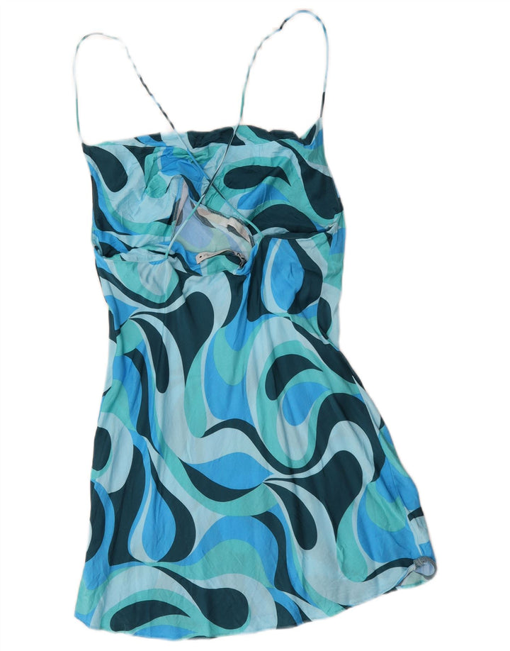 Zara Prendisole da donna con motivo astratto UK 14 Large Blu Colourblock Viscosa