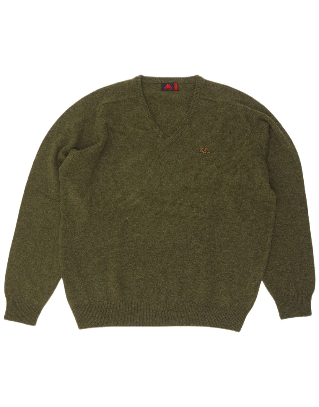 Maglione Kappa da uomo con scollo a V 2XL Lana vergine kaki
