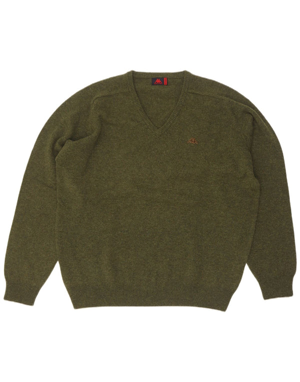 Maglione Kappa da uomo con scollo a V 2XL Lana vergine kaki