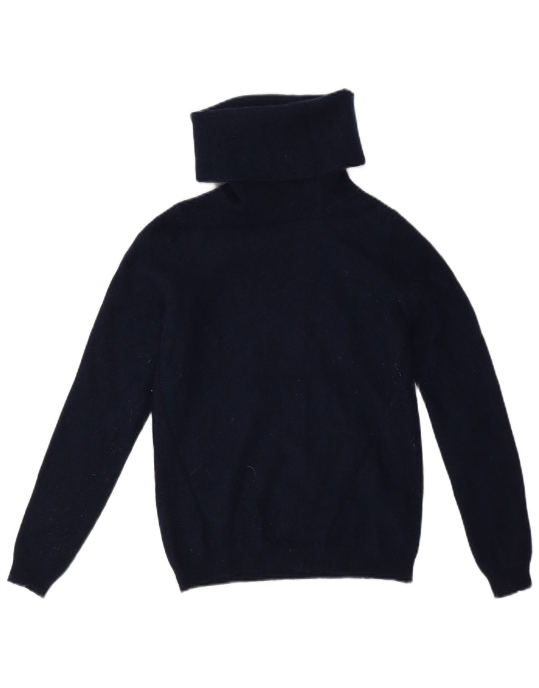 Maglione da donna Jaeger corto con collo alto UK 10 piccolo in lana blu navy
