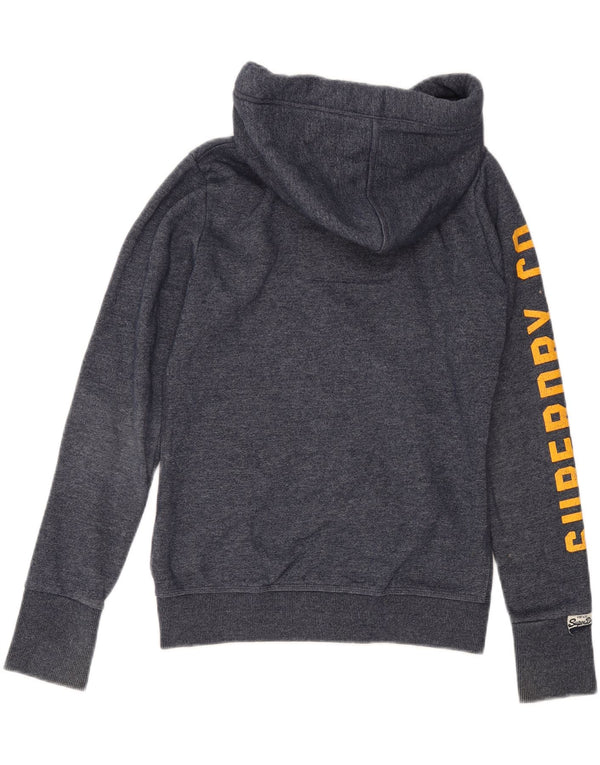 Felpa con cappuccio e zip grafica da donna Superdry UK 10 Small Blu Navy Cotone
