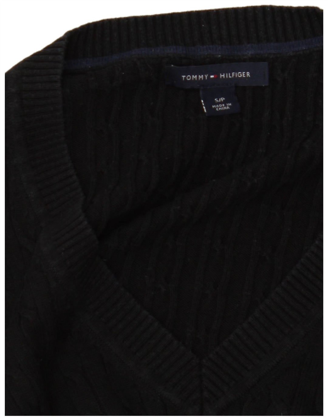 TOMMY HILFIGER Maglione da donna con scollo a V UK 10 Piccolo Nero