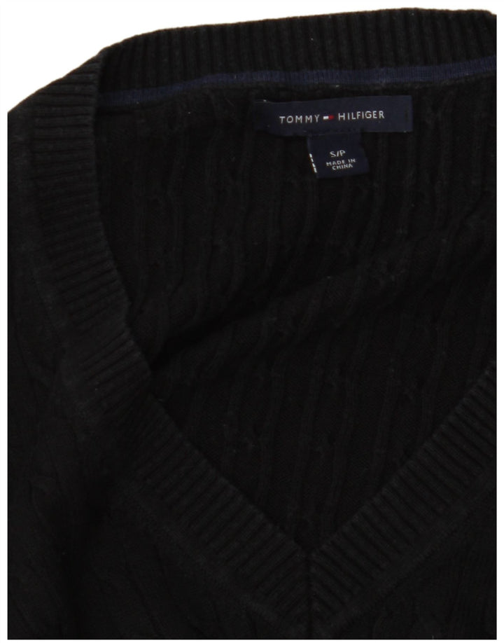 TOMMY HILFIGER Maglione da donna con scollo a V UK 10 Piccolo Nero