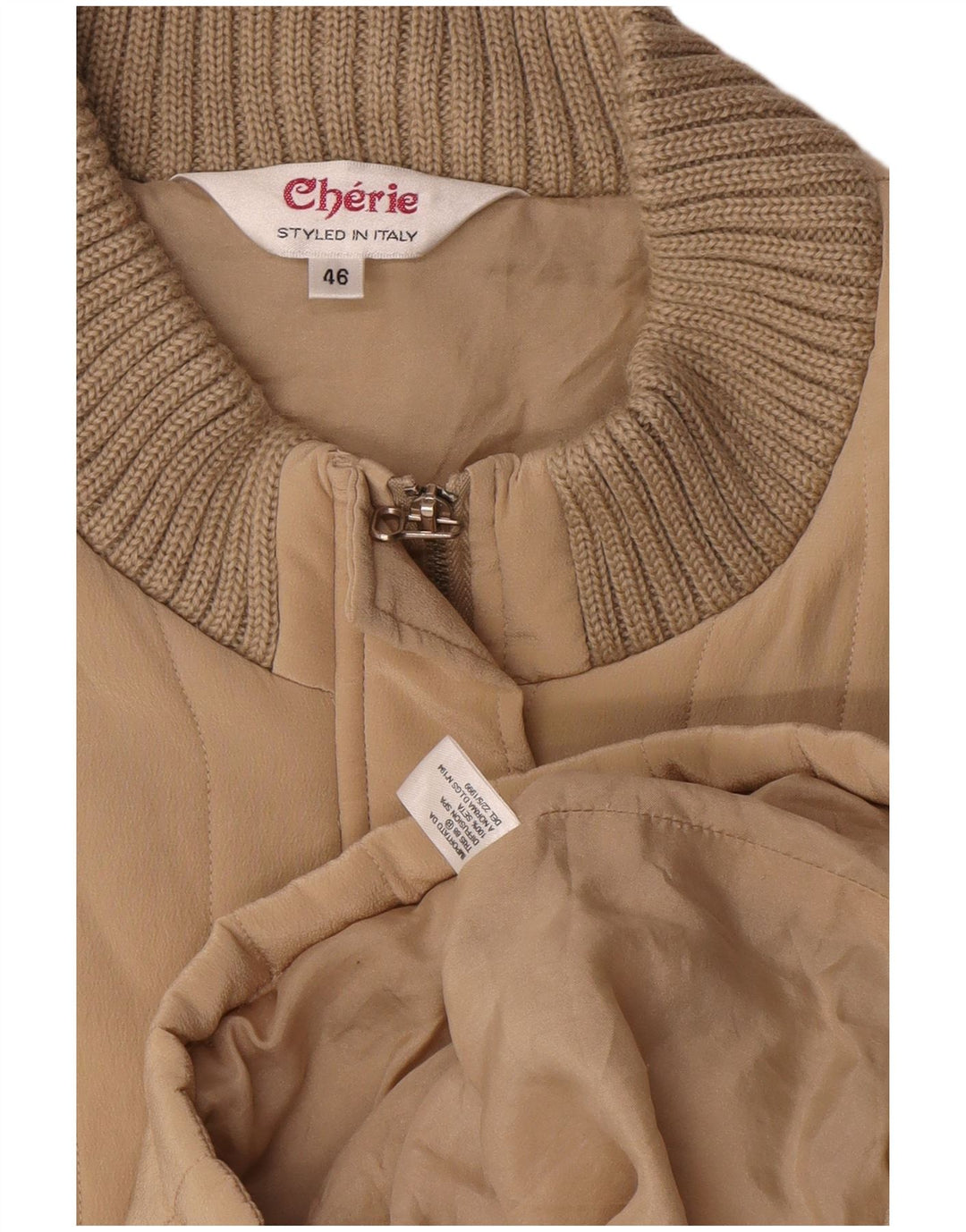 Giubbotto bomber da donna cherie IT 46 Large Beige Seta
