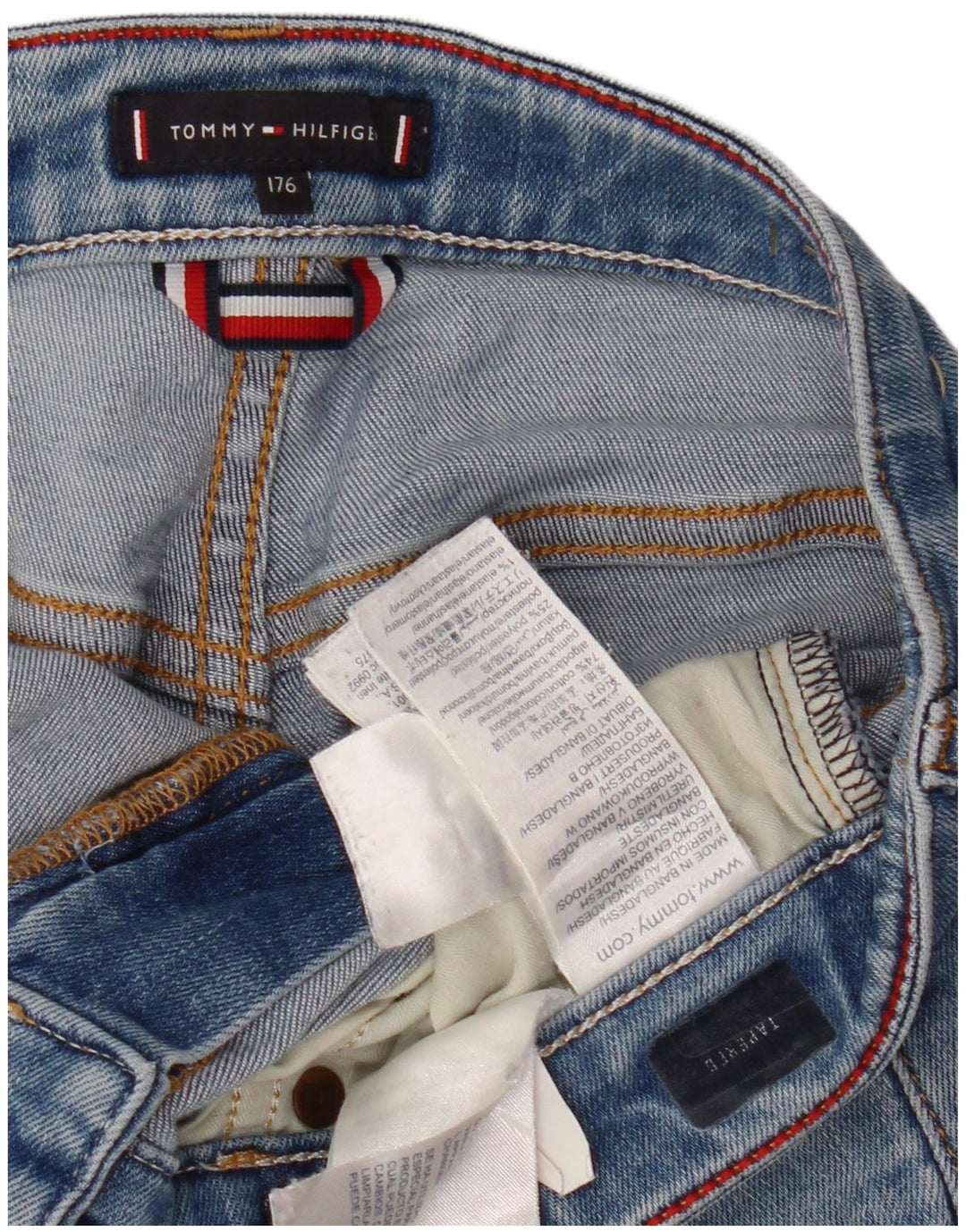 TOMMY HILFIGER Shorts in denim affusolati per bambina 15-16 anni W30 cotone blu