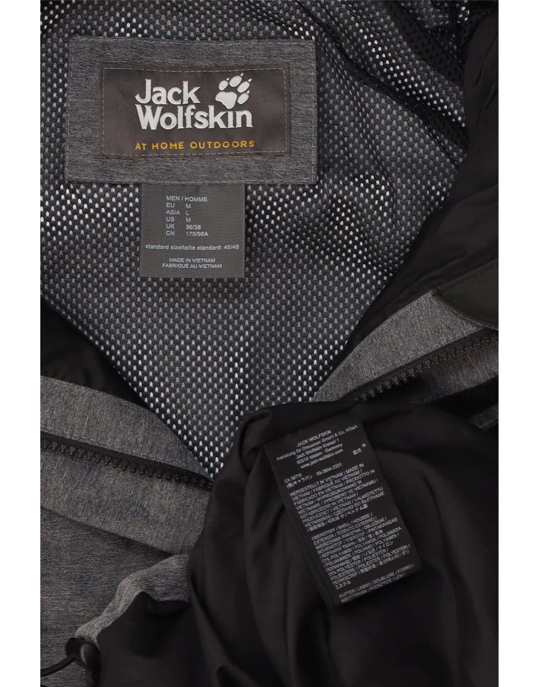 Giacca antipioggia con cappuccio da uomo Jack Wolfskin UK 36/38 Poliammide grigio medio