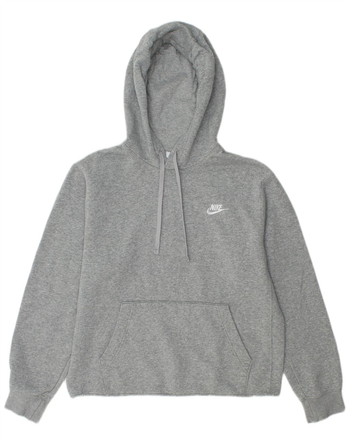 NIKE Womens Oversized Hoodie Jumper UK 10 Small Grey Cotton
