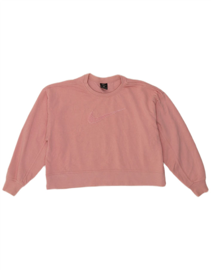 Felpa con grafica corta Nike da donna UK 14 cotone rosa medio