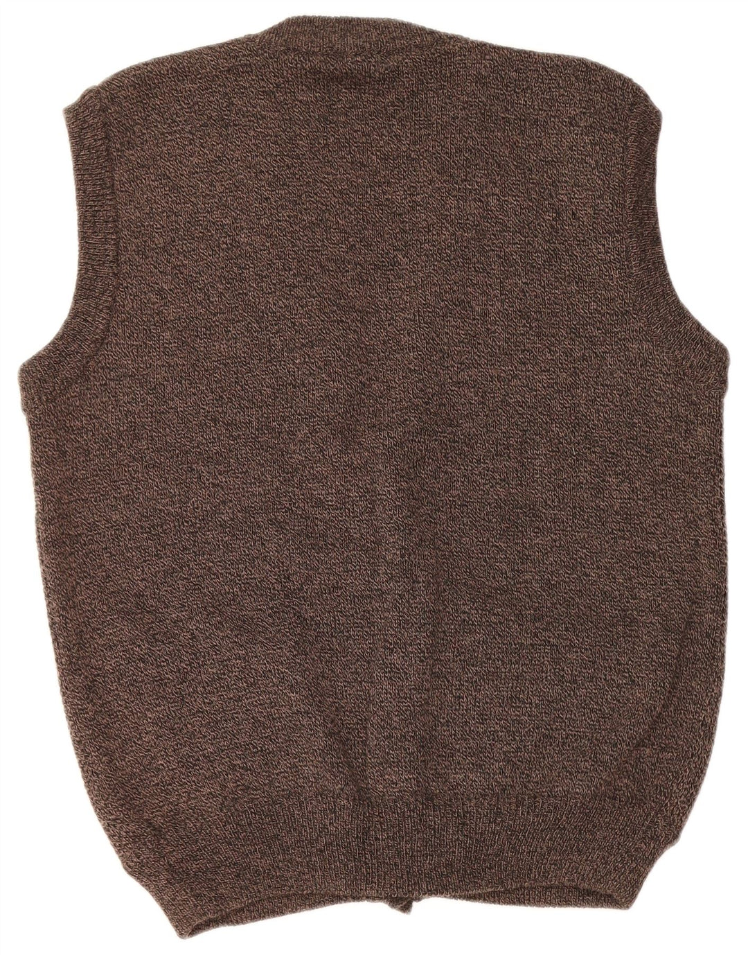 Maglione cardigan senza maniche da uomo VINTAGE marrone medio Fair Isle