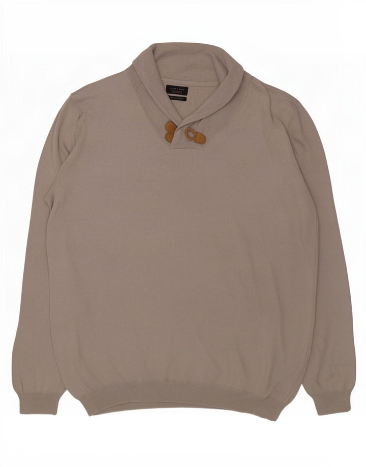 Maglione Zara da uomo con collo a scialle grande in cotone grigio