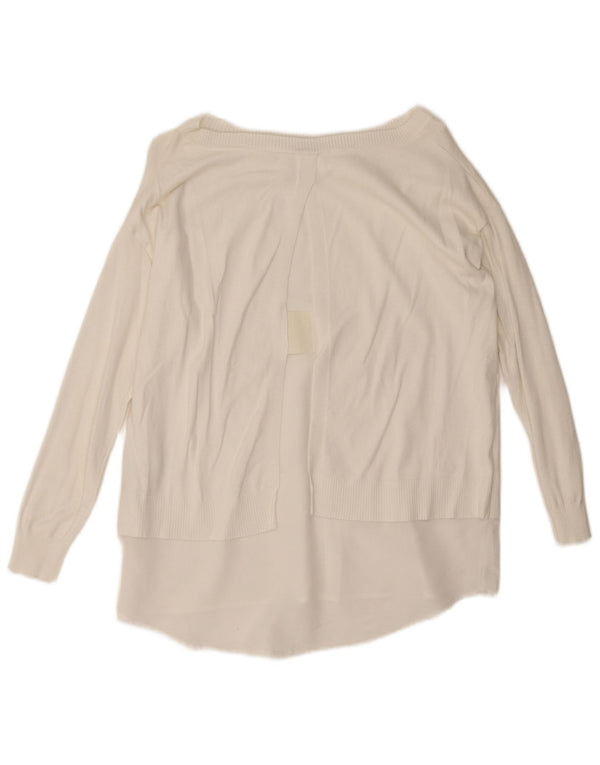 Maglione maglione con scollo a barca da donna Marella UK 12 Viscosa bianca media