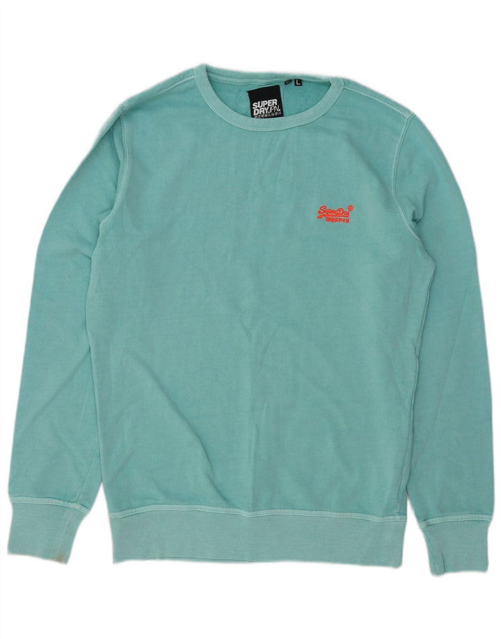 Felpa da uomo Superdry Maglione grande turchese in cotone
