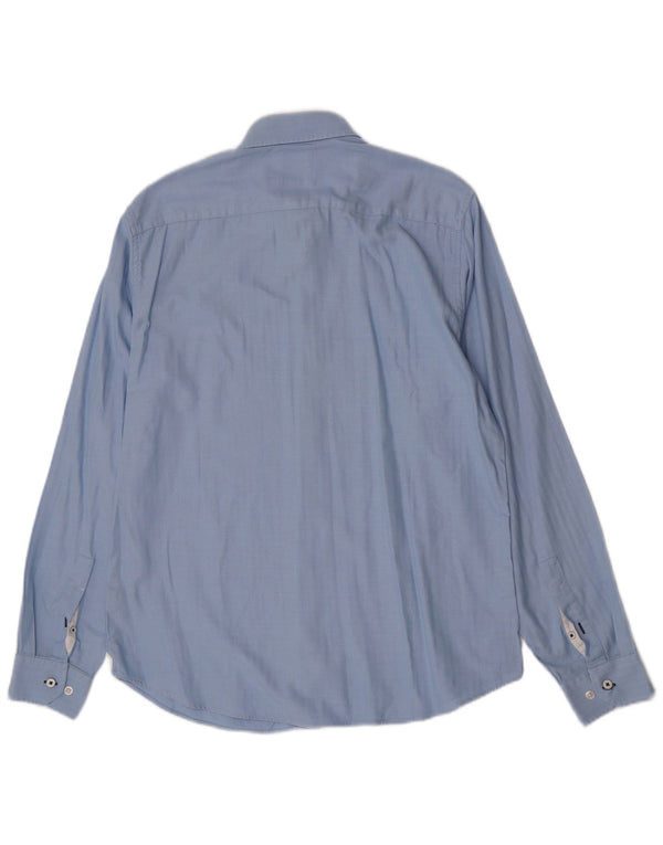 Crew Clothing Camicia slim fit da uomo grande in cotone a spina di pesce blu