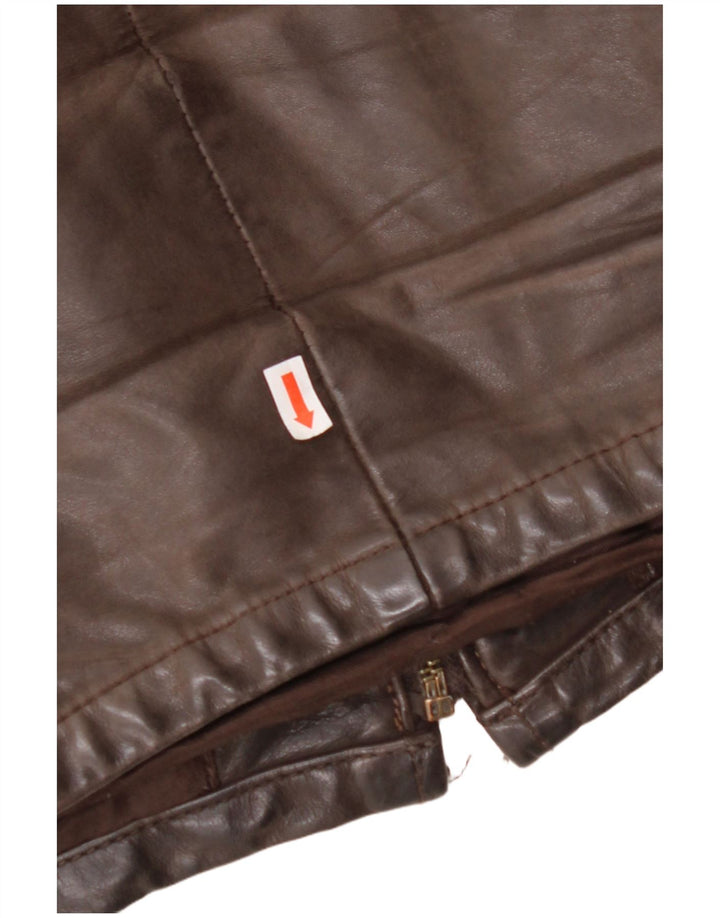 Giacca in pelle da uomo VINTAGE UK 36 Piccola pelle marrone