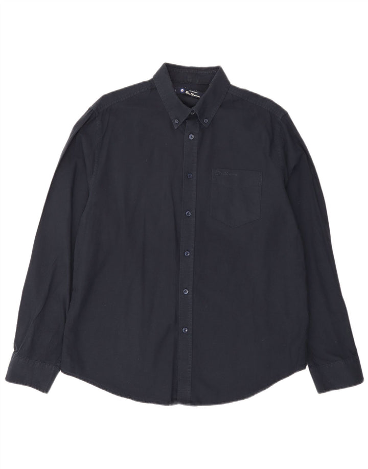 Camicia da uomo Ben Sherman grande in cotone blu navy