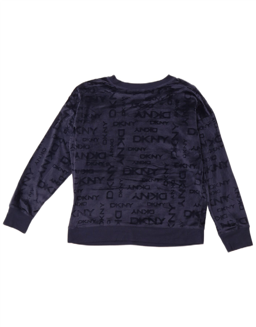 Maglione in pile grafico da donna DKNY UK 14 poliestere medio blu navy